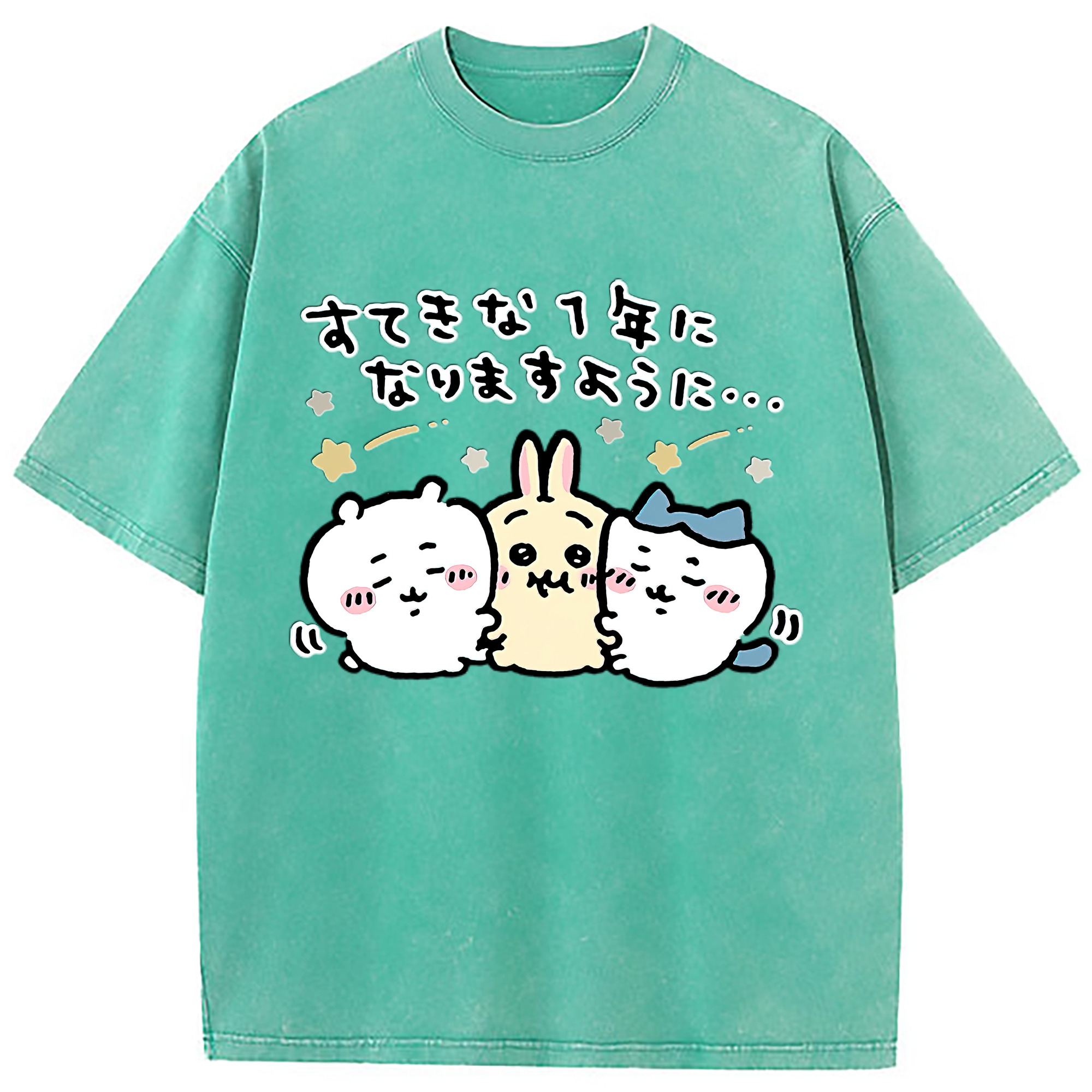（画像用） ちいかわ ちいかわ Chii-kawa chiikawa 綿100% ヴィンテージ風 半袖Tシャツ（フロントプリント）
